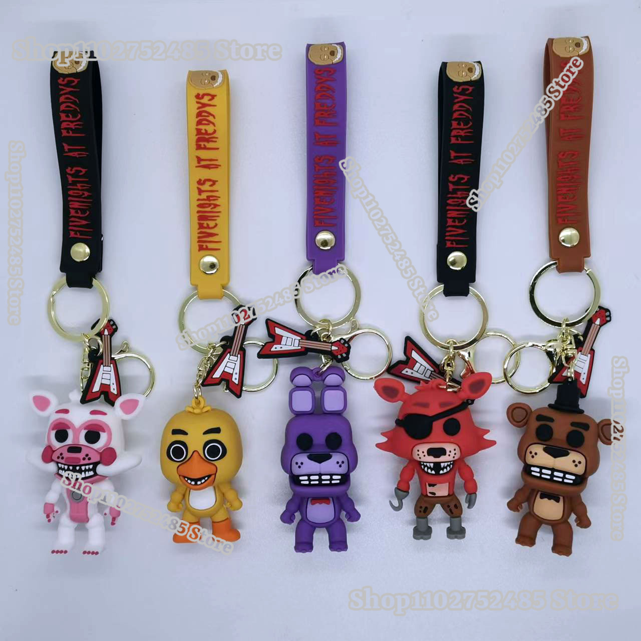 Car Accessories Papar - 5 個漫画アニメ FNAF フィギュアキーホルダー恐ろしい人形フレディキーリング学生飾り男性女性車のキーチェーンリング装飾おもちゃ