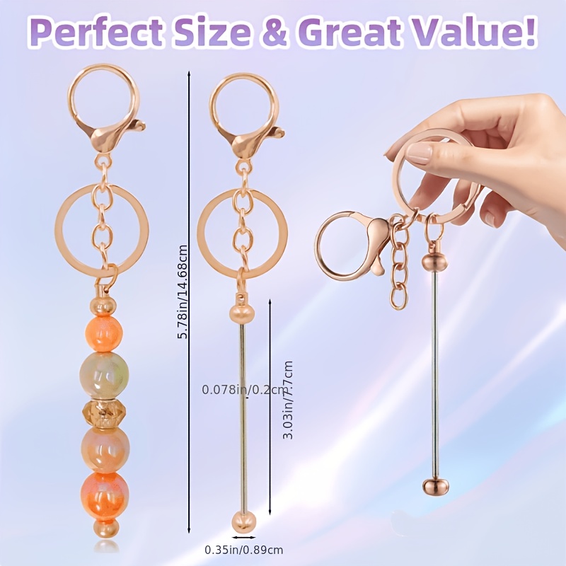 Car Accessories Wholesale - 毎日使える16個入りのお得な卸売スタイリッシュキーホルダー製作セット、ブランクビーズロッド、ジュエリーアクセサリー、車のキーペンダントデコレーションギフト
