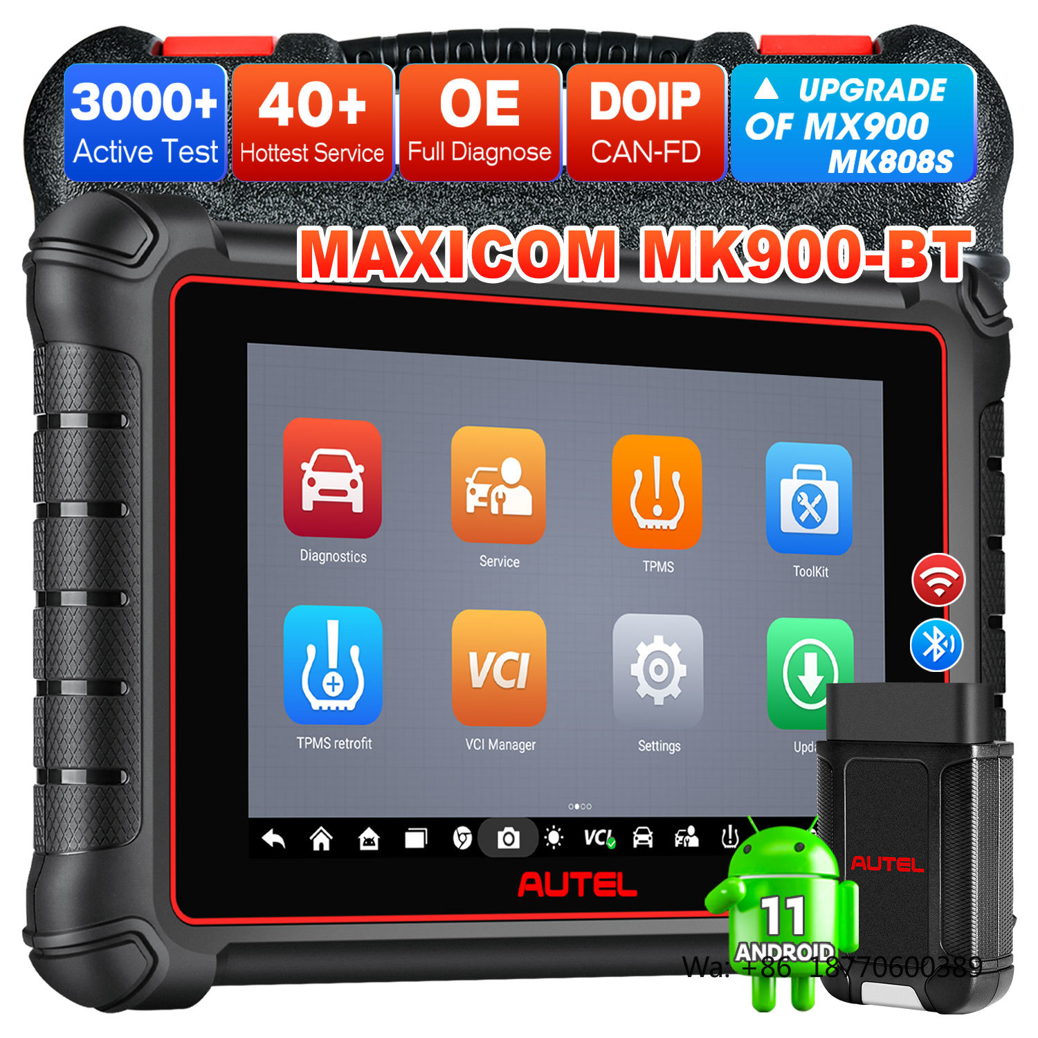 Obd2 Scanner - Autel MaxiCOM MK900 BT 自動車診断ツール MK808