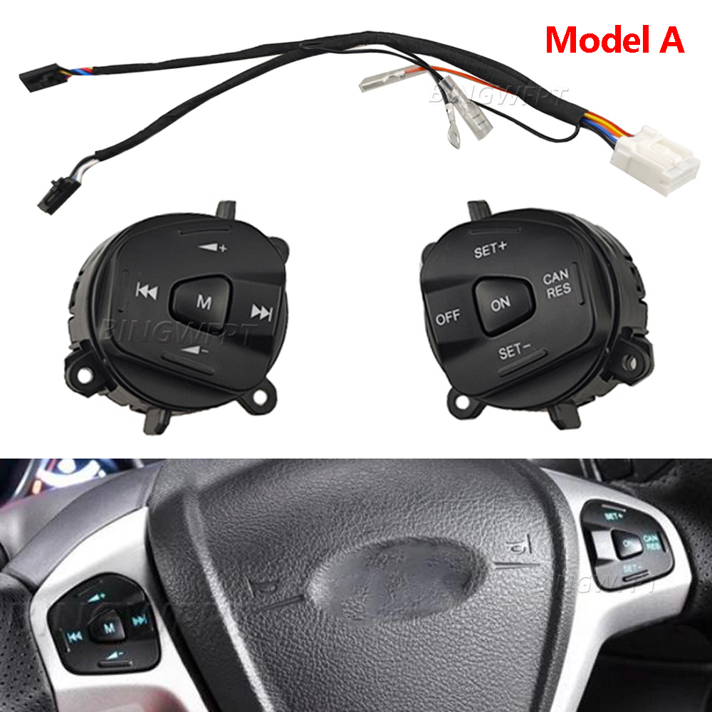 Car Accessories For Steering Wheel - カーアクセサリーステアリングホイールボリュームコントロールスイッチブルーバックライト付きフォードフィエスタ MK7 MK8 Ecosport 2013 2014