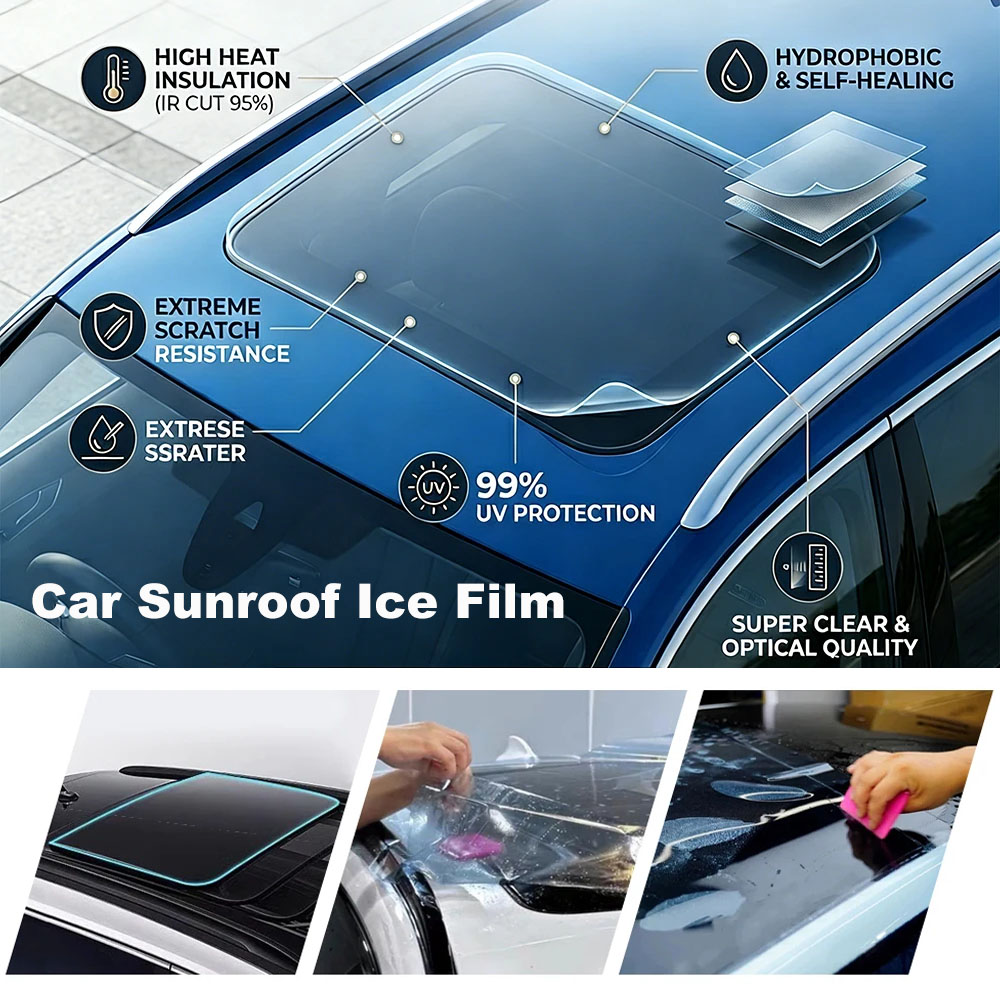 Tinted Window Film - 7.5mil TPH 車用サンルーフアイスアーマーフィルム 断熱・紫外線防止サンシェード パノラマルーフウィンドウティントステッカー 夏用冷却フィルム