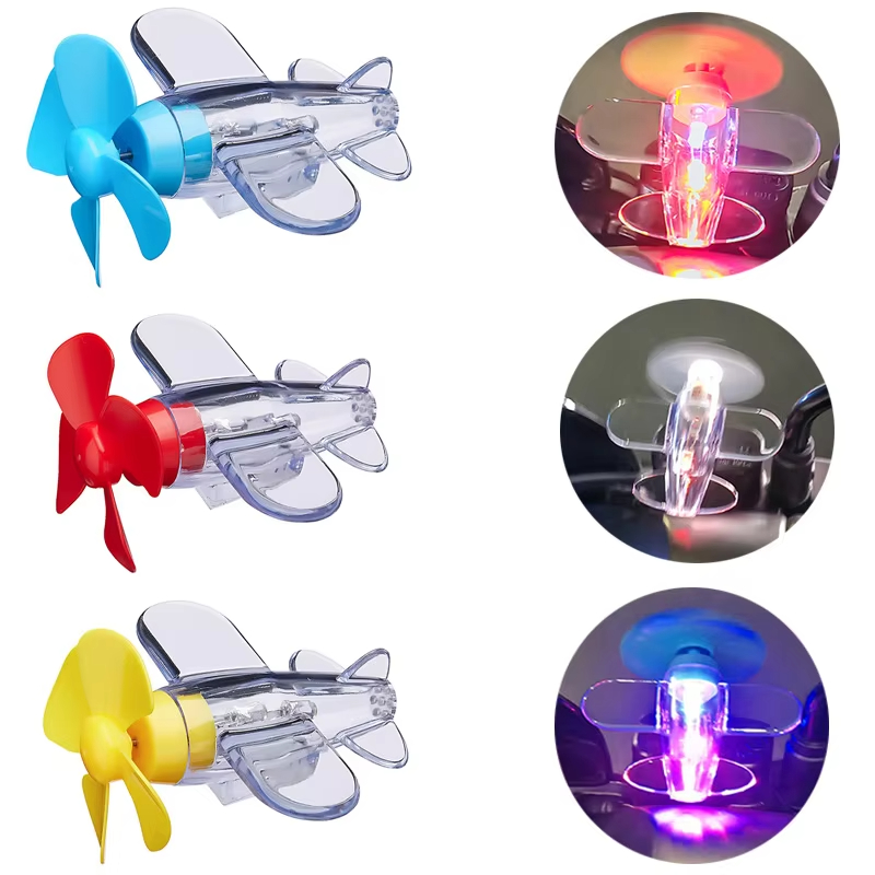 Car Accessories Papar - 風力発電 LED 飛行機オーナメントオートバイハンドバー車のバックミラー夜間回転 LED ライト装飾