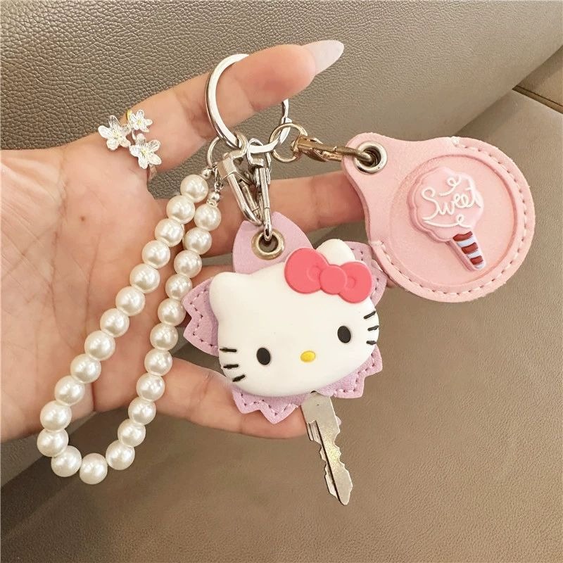 Car Accessories Wholesale - かわいいハローキティキーホルダー電気自動車キー保護カバー家庭用ドアキー漫画アニメカードカバーアクセサリー卸売