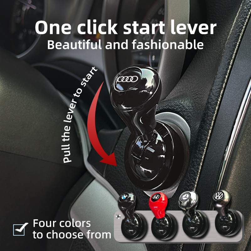 Car Accessories Papar - 1PC 車用ワンタッチスタートボタン プッシュスタートロッカーレバー付き アルミ合金製スタートボタンカバー 車内装飾アクセサリー