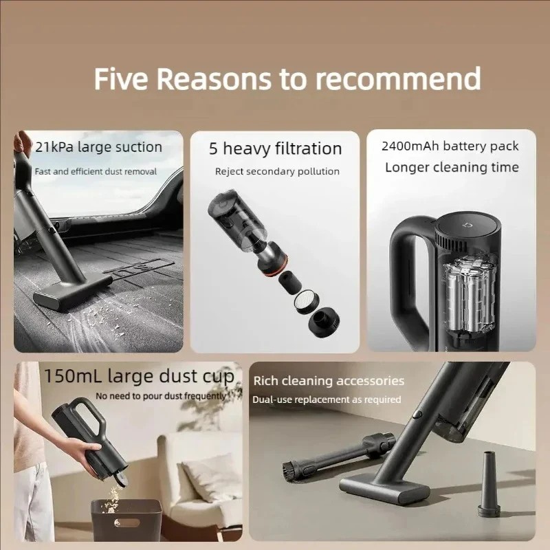 新しい MIJIA 車用掃除機 21kPa 吸引力 150m - Car Vacuum Cleaner のレビューと価格