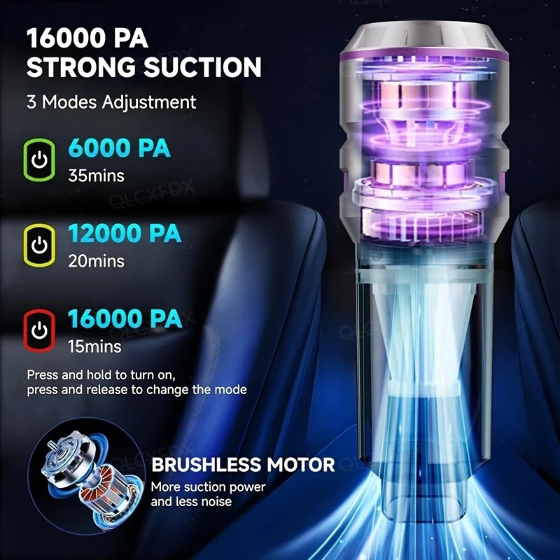 車用掃除機ハイパワーポータブルハンドヘルドワイヤレスブラシレ - Car Vacuum Cleaner のレビューと価格