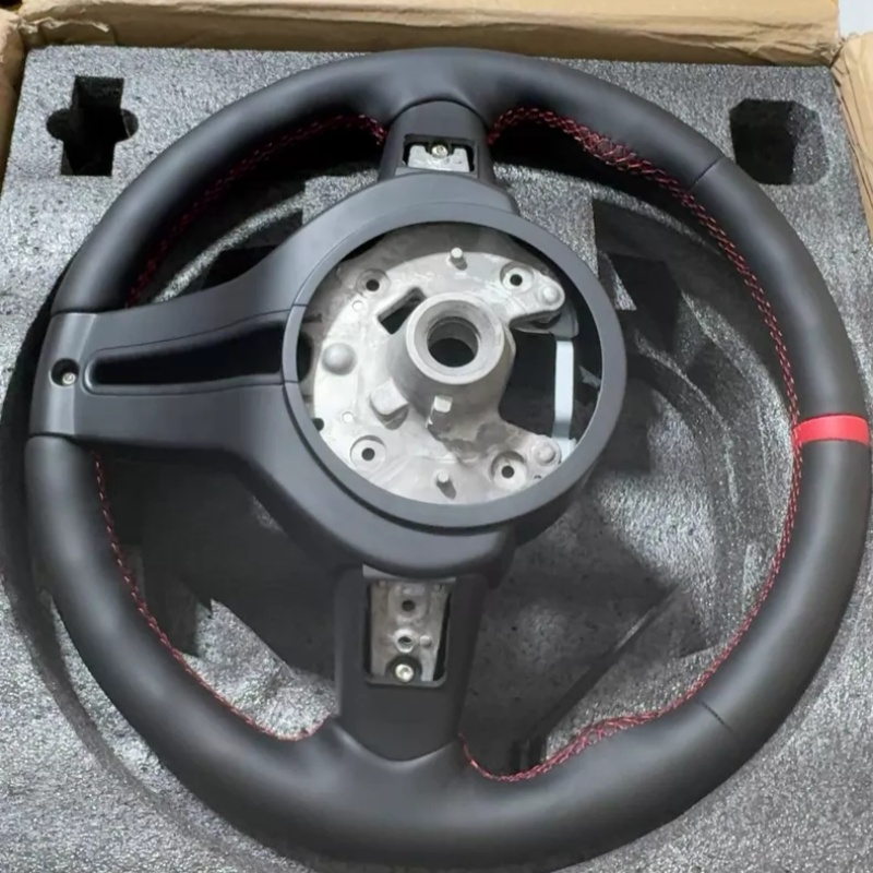 LED付きカーボンファイバーレザー製ステアリングホイール B - Car Accessories For Steering Wheel のレビューと価格