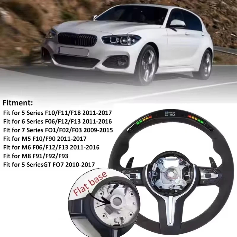 LED付きカーボンファイバーレザー製ステアリングホイール B - Car Accessories For Steering Wheel のレビューと価格