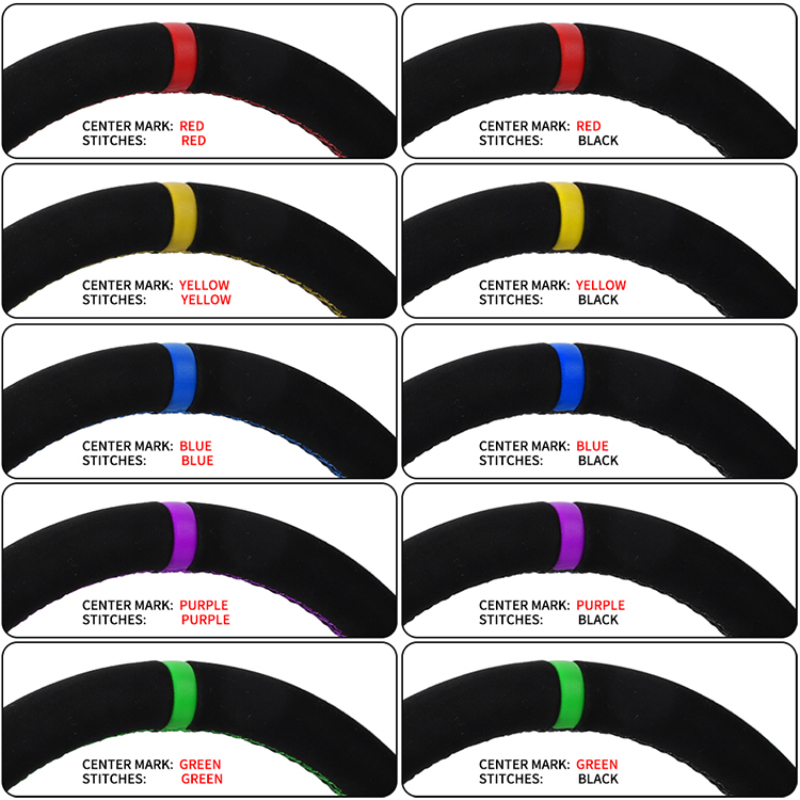 スエードレーシングステアリングホイールサポートカスタムロゴ車 - Car Accessories For Steering Wheel のレビューと価格