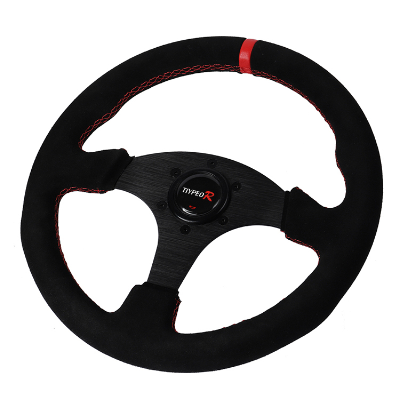 スエードレーシングステアリングホイールサポートカスタムロゴ車 - Car Accessories For Steering Wheel のレビューと価格
