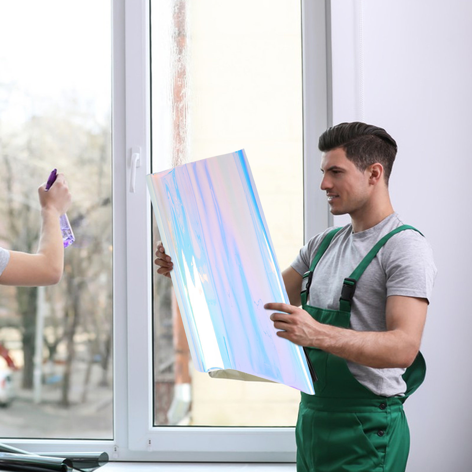 透明ホログラフィックウィンドウフィルム虹色自己粘着プライバシ - Tinted Window Film のレビューと価格