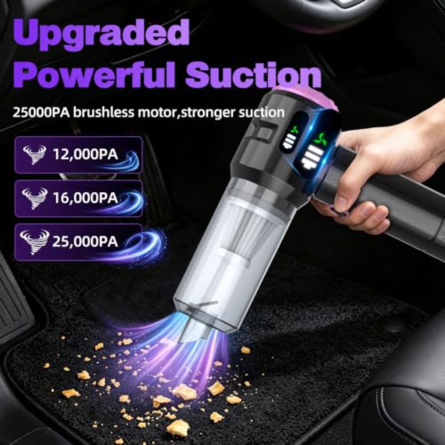 車、家庭、オフィス、キッチン用のハンドヘルド車用掃除機;紫色 - Car Vacuum Cleaner のレビューと価格