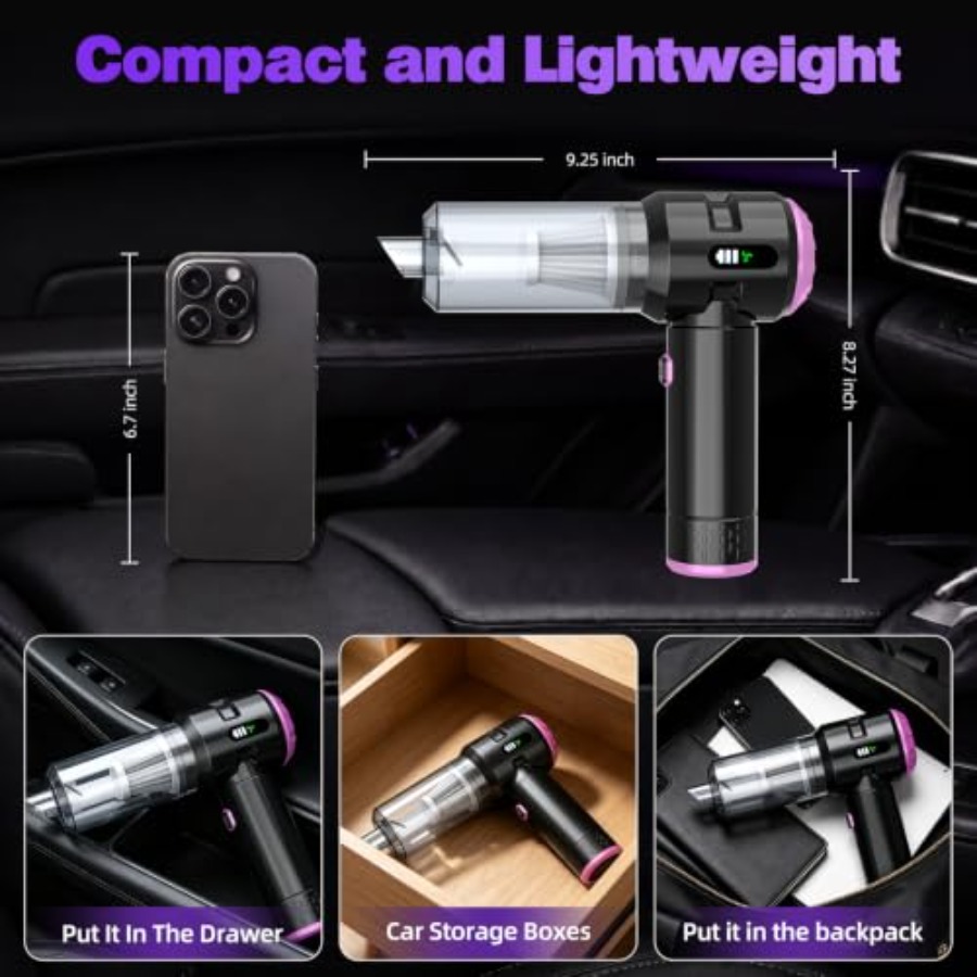 車、家庭、オフィス、キッチン用のハンドヘルド車用掃除機;紫色 - Car Vacuum Cleaner のレビューと価格