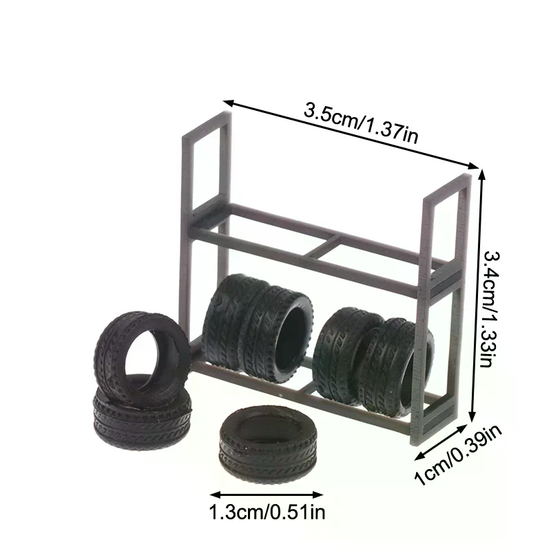 1:64スケールタイヤラックディスプレイホルダー＆タイヤ7個 - Car Accessories Shop のレビューと価格