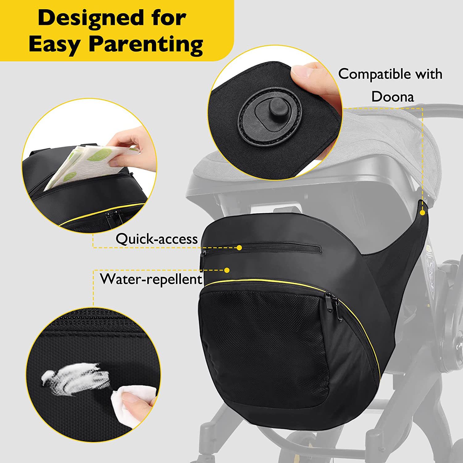 黒いベビーカー収納バッグ,カーシート,ショッピングバッグ,ド - Car Accessories Shop のレビューと価格