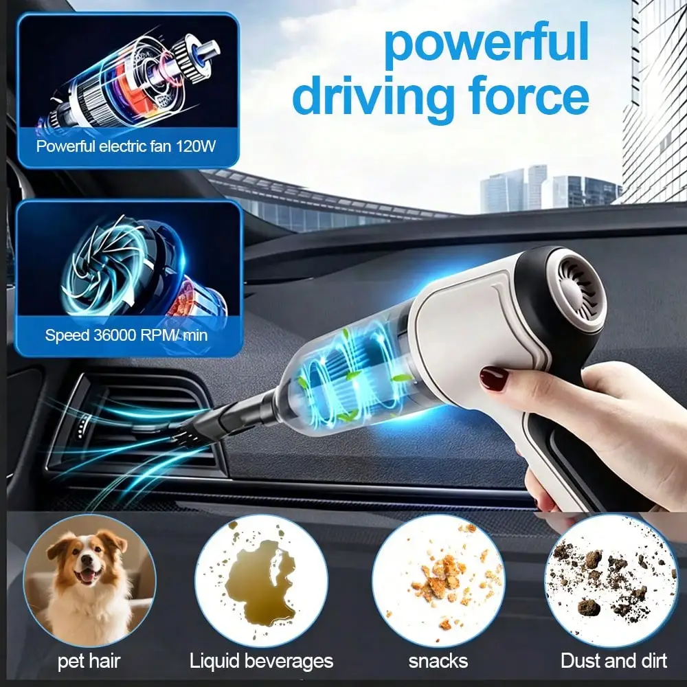 ポータブルミニカー掃除機 15000PA ハンドヘルドコード - Car Vacuum Cleaner のレビューと価格